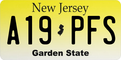 NJ license plate A19PFS
