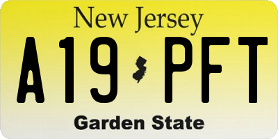 NJ license plate A19PFT