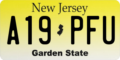 NJ license plate A19PFU
