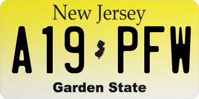 NJ license plate A19PFW