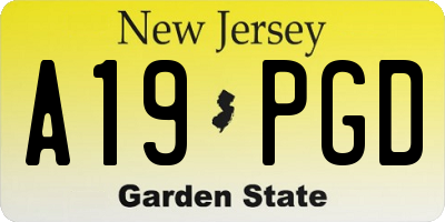 NJ license plate A19PGD