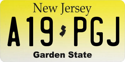 NJ license plate A19PGJ