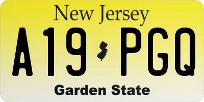 NJ license plate A19PGQ