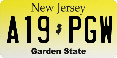 NJ license plate A19PGW
