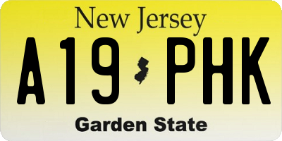 NJ license plate A19PHK