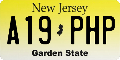 NJ license plate A19PHP