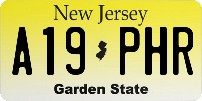 NJ license plate A19PHR
