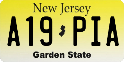 NJ license plate A19PIA