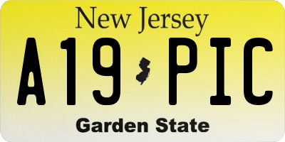 NJ license plate A19PIC
