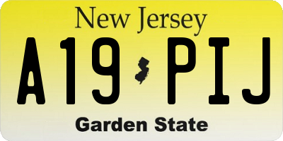NJ license plate A19PIJ