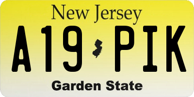 NJ license plate A19PIK