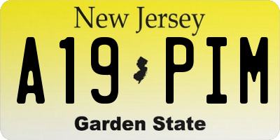 NJ license plate A19PIM