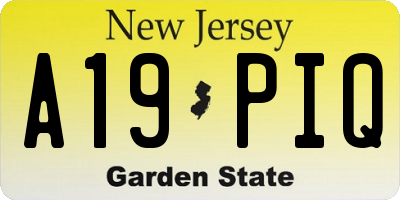 NJ license plate A19PIQ