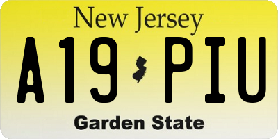 NJ license plate A19PIU