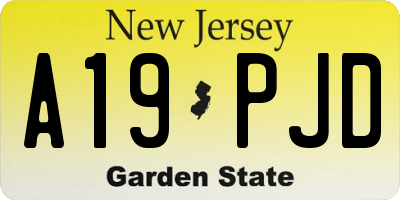 NJ license plate A19PJD