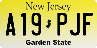 NJ license plate A19PJF