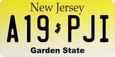 NJ license plate A19PJI