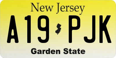NJ license plate A19PJK