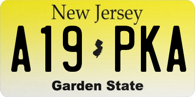 NJ license plate A19PKA
