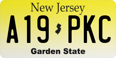 NJ license plate A19PKC