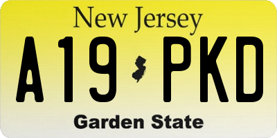 NJ license plate A19PKD