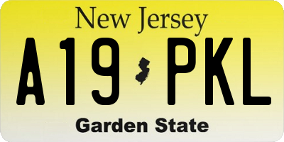 NJ license plate A19PKL