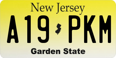 NJ license plate A19PKM
