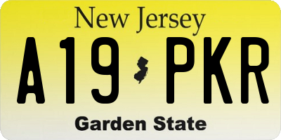 NJ license plate A19PKR