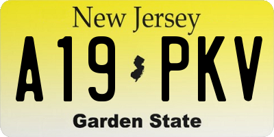 NJ license plate A19PKV