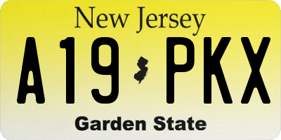 NJ license plate A19PKX