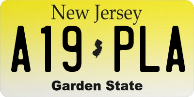 NJ license plate A19PLA