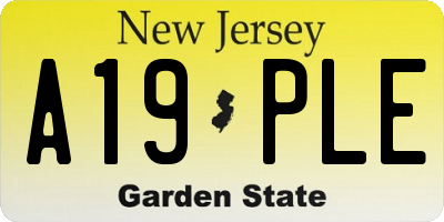 NJ license plate A19PLE