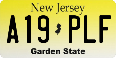 NJ license plate A19PLF
