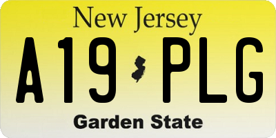 NJ license plate A19PLG