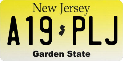 NJ license plate A19PLJ