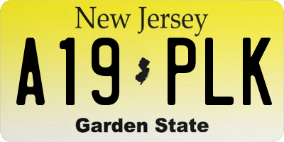 NJ license plate A19PLK