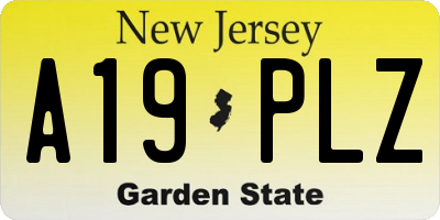 NJ license plate A19PLZ