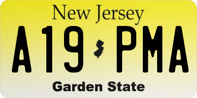 NJ license plate A19PMA