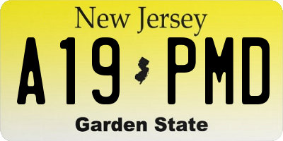 NJ license plate A19PMD