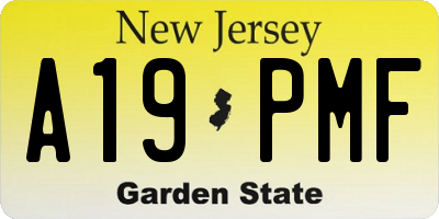 NJ license plate A19PMF