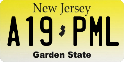 NJ license plate A19PML