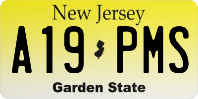 NJ license plate A19PMS