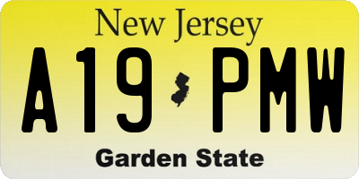 NJ license plate A19PMW
