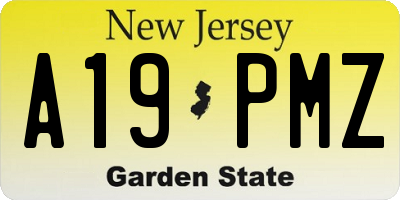 NJ license plate A19PMZ