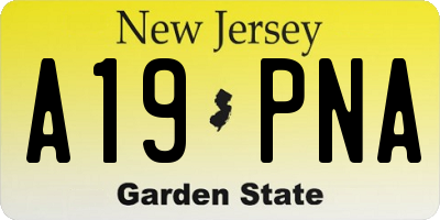 NJ license plate A19PNA