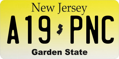 NJ license plate A19PNC