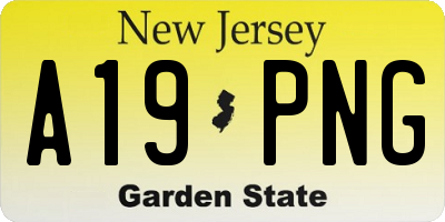 NJ license plate A19PNG