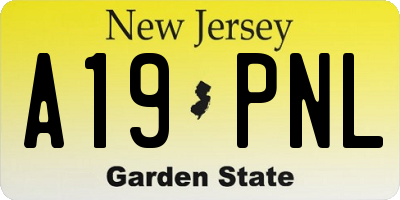 NJ license plate A19PNL