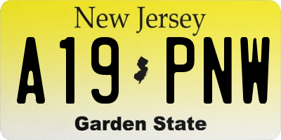 NJ license plate A19PNW