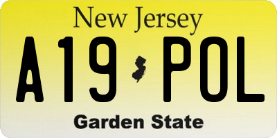 NJ license plate A19POL